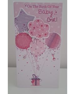 Baby Shower Card For Girl. 23x12cm