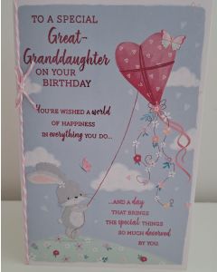 To A Special Great Granddaughter On Your Birthday Card. 23x15cm (9x6 Inches)