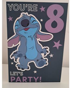 Age 8 Lilo & Stitch Birthday Card. 20x14cm