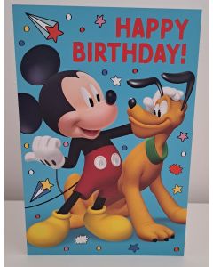 Mickey Mouse and Pluto Birthday Card. 20x14cm