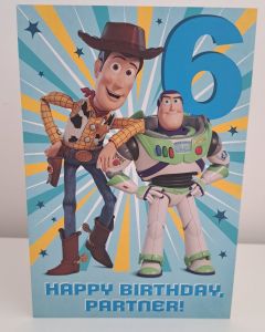 Age 6 Toy Story Woody and Buzz Lightyear Birthday Card. 20x14cm
