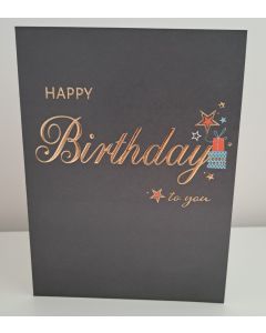 Male Happy Birthday To You Card. Black. 19x13cm
