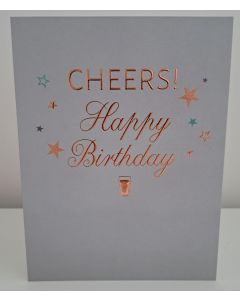 Male Cheers Happy Birthday Card. 19x13cm