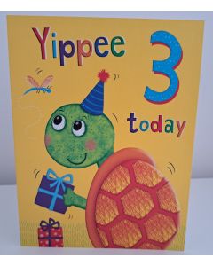 Age 3 Male Boys Birthday Card. 19x13cm