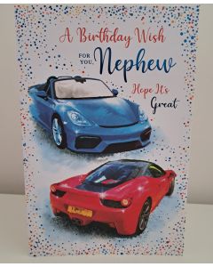 Birthday Card For Nephew. Car Design, 23x15cm