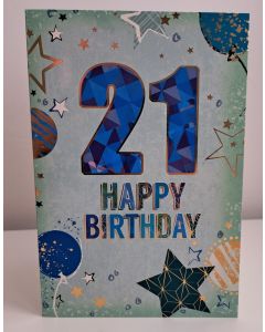 Happy 21st Birthday Card For Male. 19x13cm