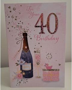 Happy 40th  Birthday Card For Female. 19x13cm