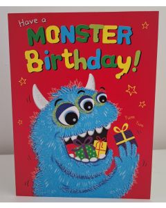 Boys Have A Monster Birthday Card. 19x13cm