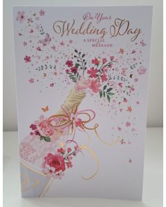 On Your Wedding Day Card. A Special Message. 23x15cm