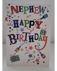 Nephew Happy Birthday Card. Fun Modern Design. 19x13cm