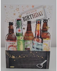 Male Birthday Card. Beer Design. 19x13cm