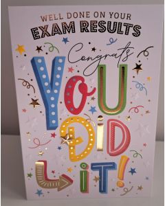 Well Done On Your Exam Results Card. Congratulations. 19x13cm