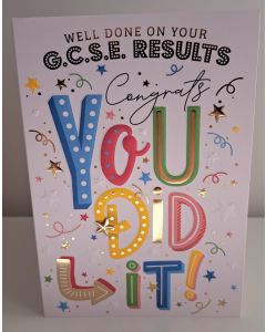 Well Done On Your G.C.S.E GCSE Exam Results Card.19x13cm