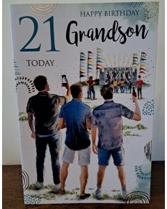 Grandson Age 21  Birthday Card. 21st Birthday. 23x15cm