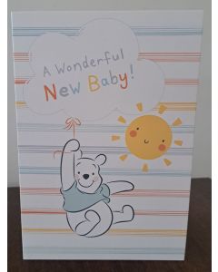 Birth Of New Baby Card. Winnie The Pooh Design. 19x13cm