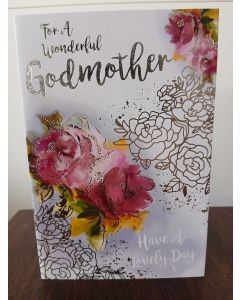 Godmother Birthday Card. Floral Design. 23x15cm