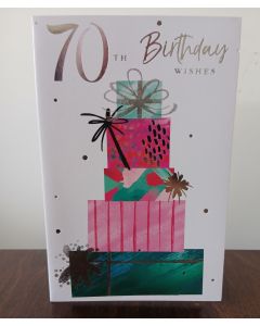 Female Age 70 Birthday Card. 70th Birthday. 23x15cm