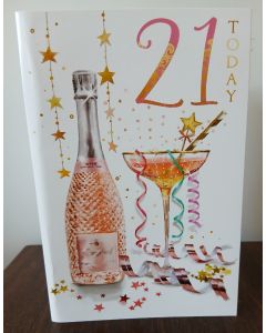 21 Today Birthday Card For Female. 21st Birthday 23x15cm
