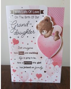 On The Birth Of Our Granddaughter. With Lots Of Love. 19x13xm