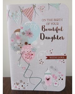 On The Birth Of Your Beautiful Daughter Card. 23x15cm