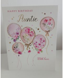 Auntie Birthday Card. Balloon Design. 19x13cm
