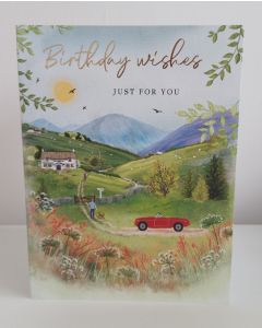 Male Birthday Card. Countryside Scene. 19x13cm