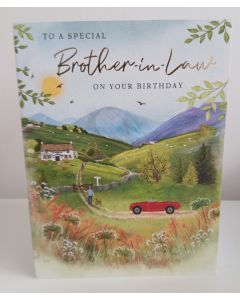 Brother-in-law Birthday Card. Countryside Scene. 19x13cm