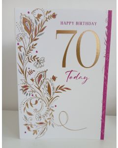 Female 70th Birthday Card. Age 70. 23x15cm