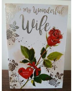 To My Wonderful Wife On Your Birthday Card. 23x15cm