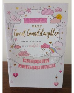 On The Birth Of Your Great Granddaughter Card. 23x15cm