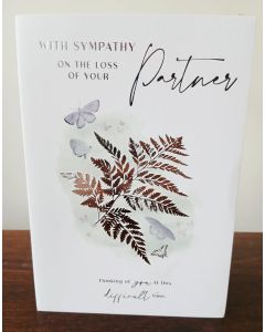 With Sympathy On The Loss Of Your Partner Card. 19x13cm