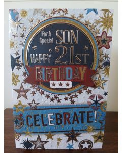 For A Special Son 21st Birthday. Age 21. 23x15cm