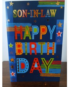 Son-in-Law Happy Birthday Card. 23x15cm