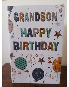 Grandson Birthday Card. Balloons. 23x15cm