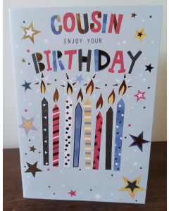 Male Cousin Birthday Card. Candles. 19x13cm