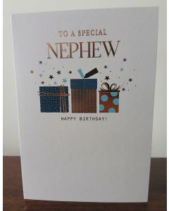 To A Special Nephew Birthday Card. Present Themed. 23x15cm