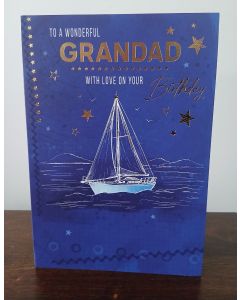 To A Wonderful Grandad Birthday Card. Boat Themed. 23x15cm