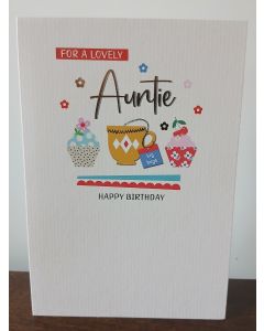 For A Lovely Auntie Happy Birthday Card. 23x15cm