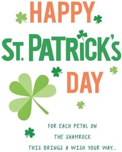 Happy St Patrick's Day Card. Shamrock. 7x5 Inches