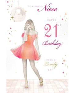 To A Special Niece 21 Today 21st Birthday Card. 23x15cm