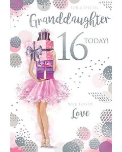 Granddaughter 16th Birthday Card. Age 16. 23x15cm
