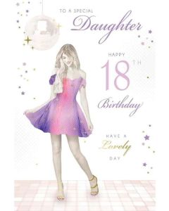 Daughter 18th Birthday Card. Age 18. 23x15cm