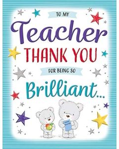 Occasion Card Thank You Teacher. 8x6 Inches