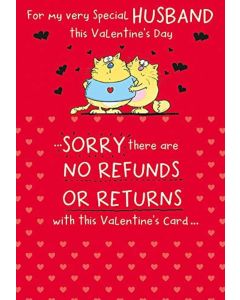 Husband Humour Valentine's Day Card. 23x15cm (9x6 Inches)