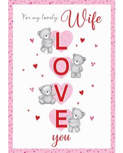 Happy Valentine's Day. For My Lovely Wife Card. 9x6 Inches (23x15cm)