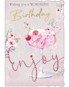 Wishing You A Wonderful Birthday Enjoy Card. Open Card For Female. 19x13cm