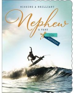 Nephew Birthday Card. Surfing Theme. 19x13cm