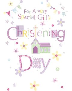 Baby Girl Christening Day Greeting Card 20 x 14 cm Very Special Occasion Congratulations