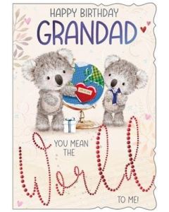 Grandad Birthday Card. You Mean The World To Me. 19x13cm
