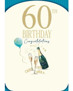 Male Men's 60th Birthday Card. Congratulations. 23x15cm